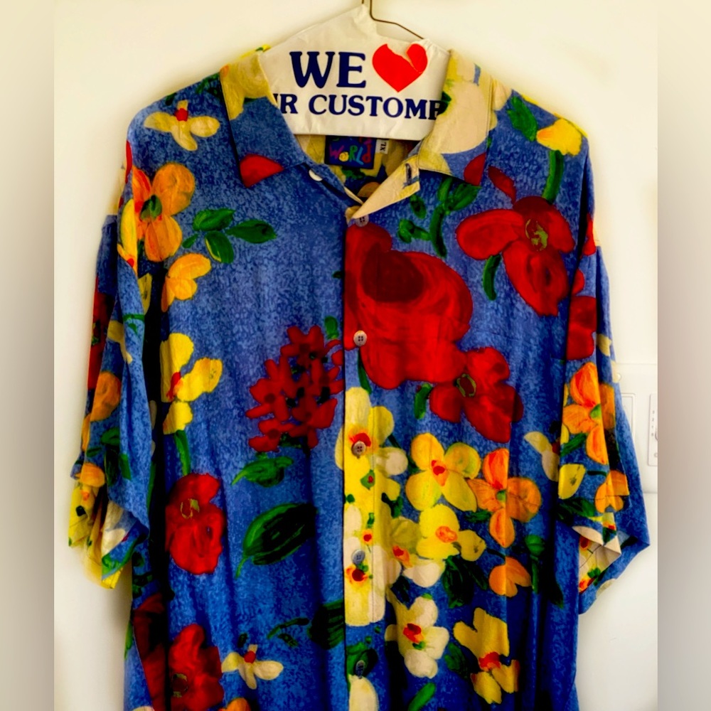 Vintage Jam’s World Hawaiian Shirt, Roses, XL